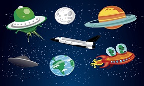 7 cartoon space element vector
